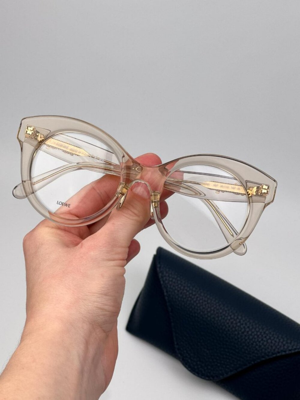 Loewe CURVY Women Eyeglasses – Beige Round (LW50074F 057) – New & Authentic